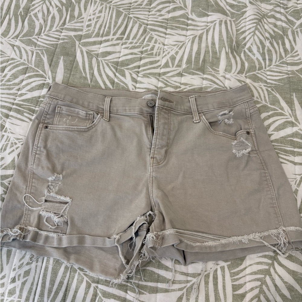 Old Navy Distressed Tan Jean Shorts